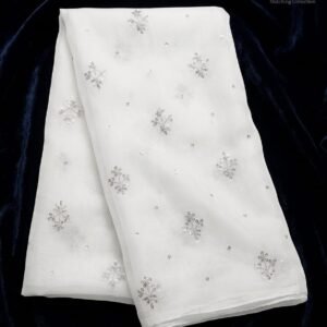PURE SILK SOPHISTICATED SILVER FLORAL BOOTI COLLECTION (DYEABLE)