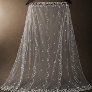 PURE BAREEZE NET DUPATTA – MATCHING THREAD WORK (SELF-DYE)